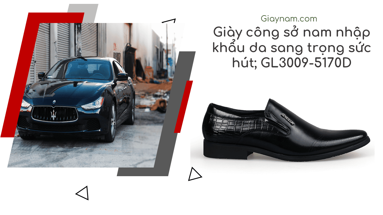Giày lười sdrolun nhập khẩu đen ánh quang 2018; Mã số GL30095170D1